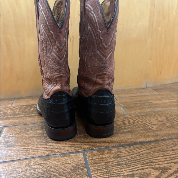 Lucchese Black and Brown Crocodile Western Boots - Picture 3 of 12
